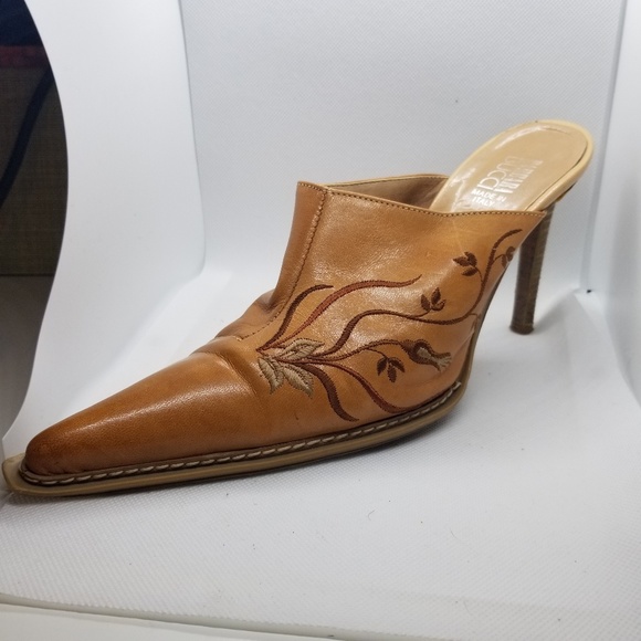 Embroidered Tan Leather Booties - Picture 3 of 8